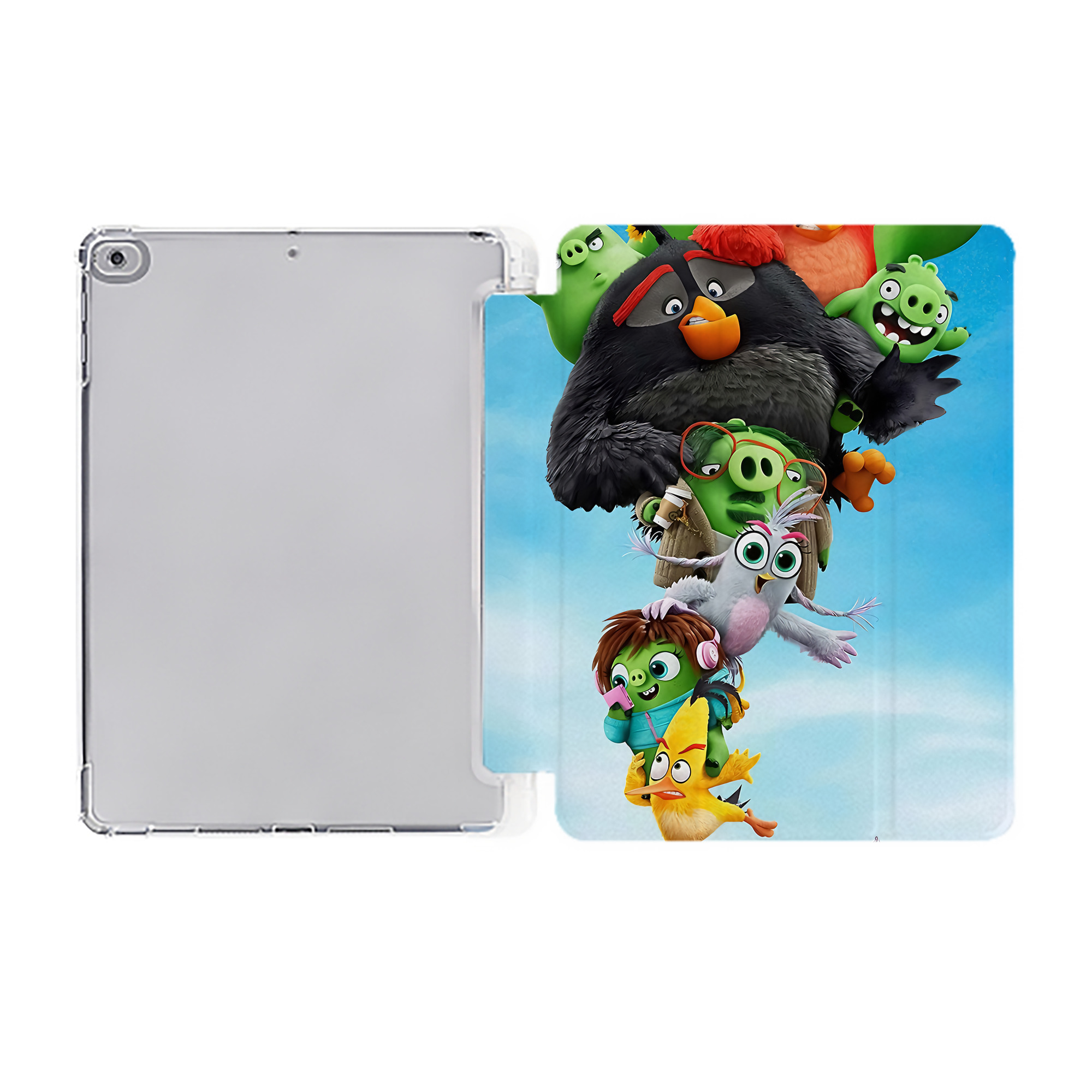 （画像用） Angry Birds アングリーバード IPad ケース ペン収納付き 三つ折りスタンド PUレザー×シリコン 対応機種9.5/10.5/10.9インチ